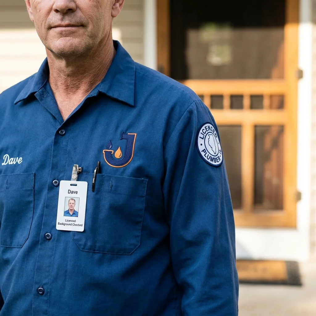 Licensed plumber showing ID badge in Colorado City, CO