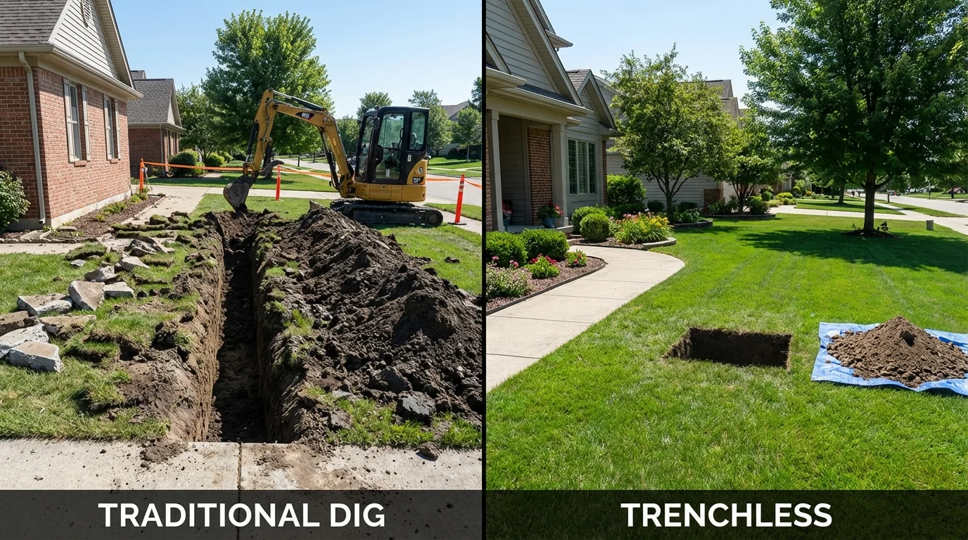 Trenchless sewer repair with minimal yard damage versus traditional excavation in Colorado City, CO
